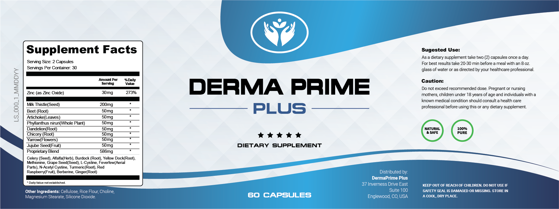 Derma Prime Plus healthy skin supplement Facts